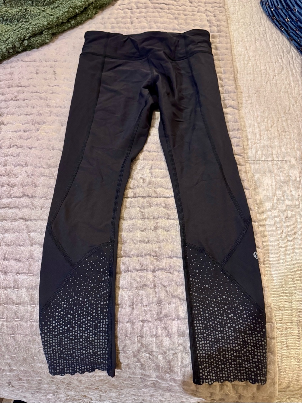 lululemon athletica Black Capri Leggings with Dot Detail